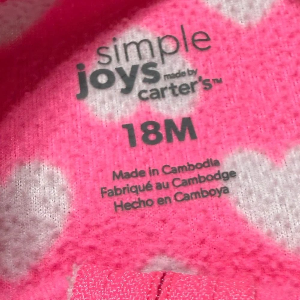 Carter's | Toddler Baby Girl Hearts Fleece Footed Pajamas | 18M.
